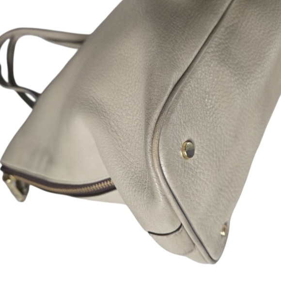 Tory Burch Tan Pebbled Leather Expandable Side Zip Tote - Picture 9 of 16